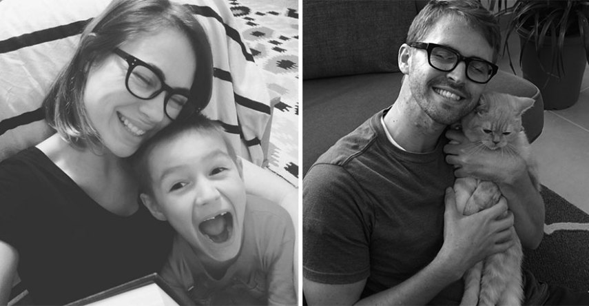 Gordy Yates tirou fotos com gato para recriar imagens de sua irmã com filhos
