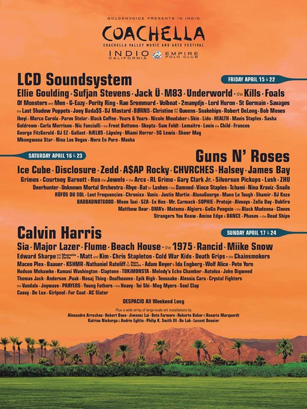 Cartaz de divulgação das apresentações no Coachella