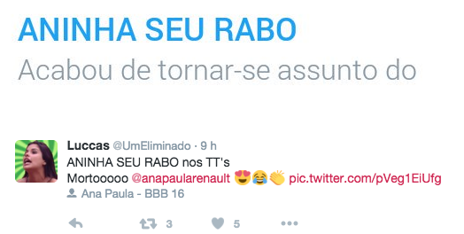 Só dá Ana Paula Renault nos trending topics! A sister lançou um novo bordão na última festa do BBB 16, que teve o tema 