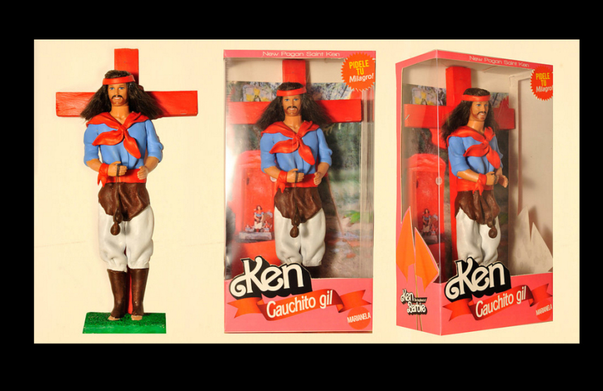 Os artistas Marianela Perelli e Emiliano Paolini transformaram os bonecos Ken e Barbie em figuras religiosas