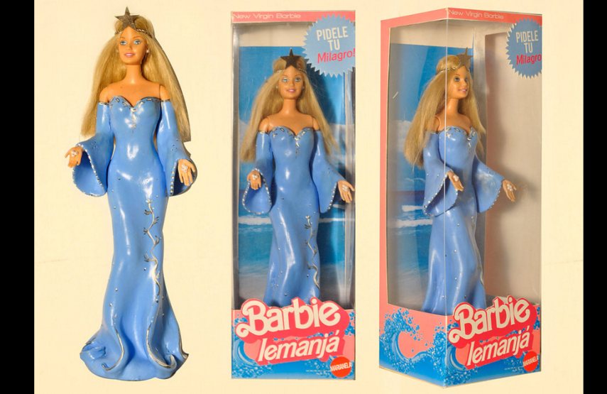 Os artistas Marianela Perelli e Emiliano Paolini transformaram os bonecos Ken e Barbie em figuras religiosas