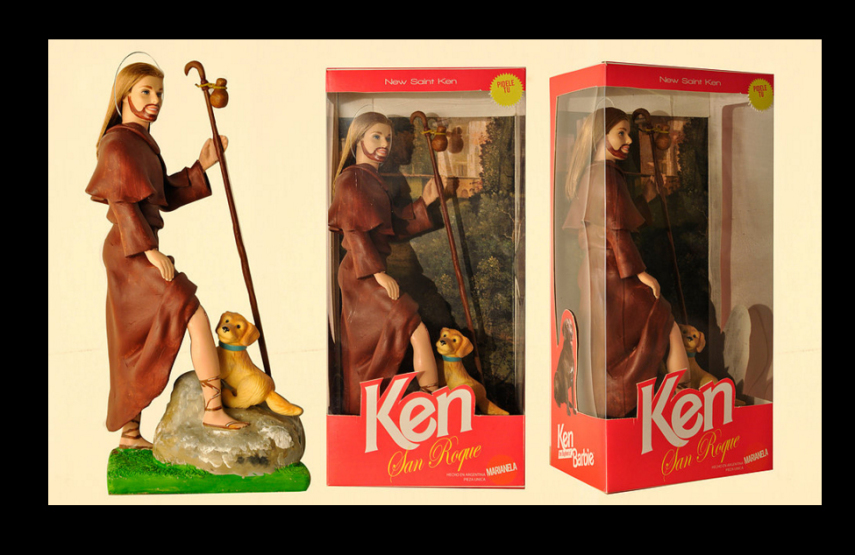 Os artistas Marianela Perelli e Emiliano Paolini transformaram os bonecos Ken e Barbie em figuras religiosas