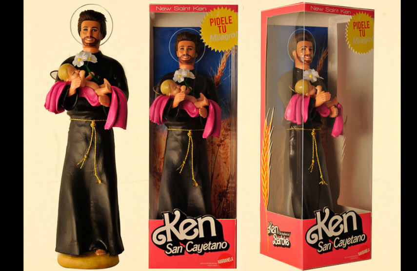 Os artistas Marianela Perelli e Emiliano Paolini transformaram os bonecos Ken e Barbie em figuras religiosas