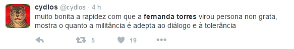 A semana ainda nem começou direito e um texto de autoria de Fernanda Torres no #AgoraÉQueSãoElas, blog do jornal Folha de S.Paulo, já causou polêmica e agitou as redes sociais. Na coluna, a atriz e escritora afirma que