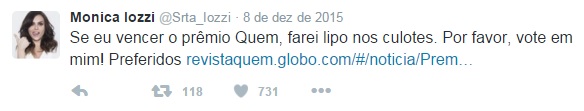 Pede votos para fãs