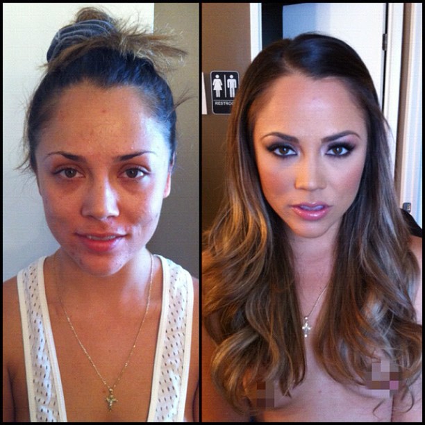 Maquiadora mostra no Instagram o antes e depois da maquiagem das atrizes de filmes adultos