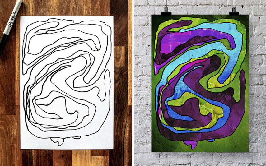 Paul Dodd e o filho Kylan fizeram uma parceria para criar arte abstrata