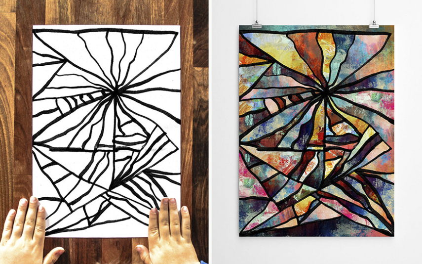 Paul Dodd e o filho Kylan fizeram uma parceria para criar arte abstrata