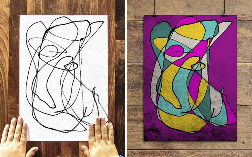 Paul Dodd e o filho Kylan fizeram uma parceria para criar arte abstrata