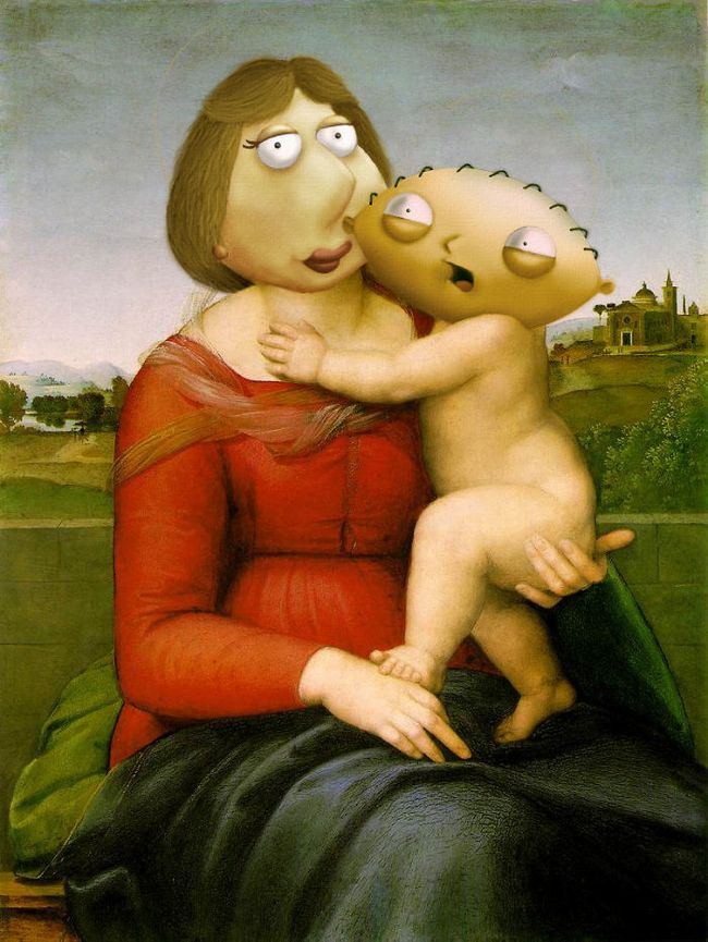 The Small Cowper Madonna, de Rafael + Family Guy