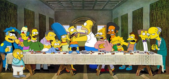 A Santa Ceia de Leonardo da Vinci + Os Simpsons