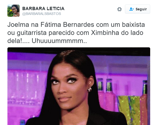 Joelma se apresentou no programa Encontro, de Fátima Bernardes, na manhã desta quinta-feira (31). A cantora mostrou seu projeto solo após a separação com o guitarrista e ex-marido Chimbinha. Com olhares atentos, internautas apontaram que o novo músico que a acompanha seria parecido com o seu ex. Você concorda?  No Twitter, os comentários bombaram apontando a semelhança entre os dois.