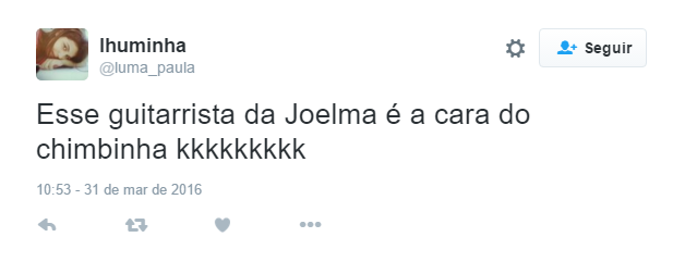 Joelma se apresentou no programa Encontro, de Fátima Bernardes, na manhã desta quinta-feira (31). A cantora mostrou seu projeto solo após a separação com o guitarrista e ex-marido Chimbinha. Com olhares atentos, internautas apontaram que o novo músico que a acompanha seria parecido com o seu ex. Você concorda?  No Twitter, os comentários bombaram apontando a semelhança entre os dois.