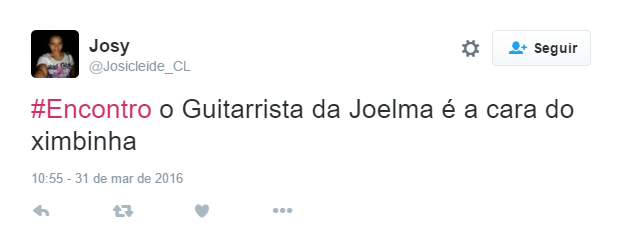 Joelma se apresentou no programa Encontro, de Fátima Bernardes, na manhã desta quinta-feira (31). A cantora mostrou seu projeto solo após a separação com o guitarrista e ex-marido Chimbinha. Com olhares atentos, internautas apontaram que o novo músico que a acompanha seria parecido com o seu ex. Você concorda?  No Twitter, os comentários bombaram apontando a semelhança entre os dois.