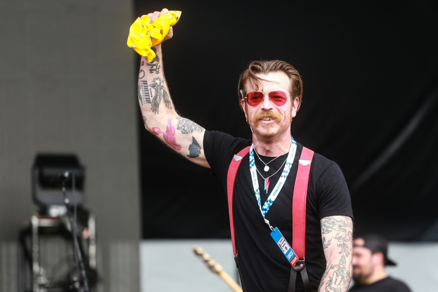 O público sem empolgou com a apresentação da banda de Jesse Hughes no palco Ônix, no Autódromo de Interlagos, em São Paulo