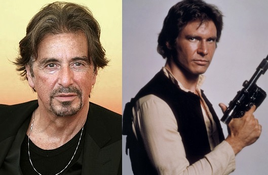 Al Pacino poderia ter sido Han Solo em 'Star Wars' (1977), mas quem interpretou o personagem foi Harrison Ford.