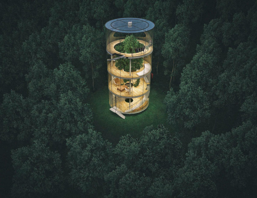 Aibek Almassov quer construir uma casa de vidro na floresta para as pessoas que querem fugir da vida agitada da cidade
