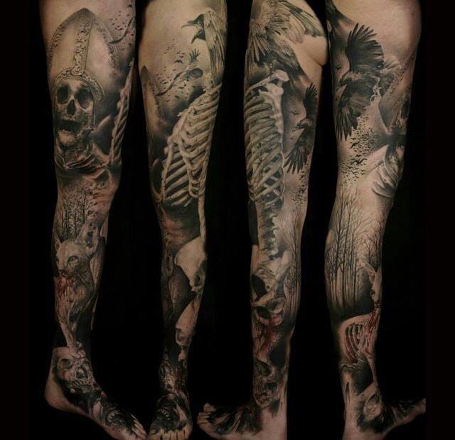 Leg sleeve: cobrir a perna com uma tatuagem enorme ou várias pequenininhas que formam um grande desenho. Tem coragem?