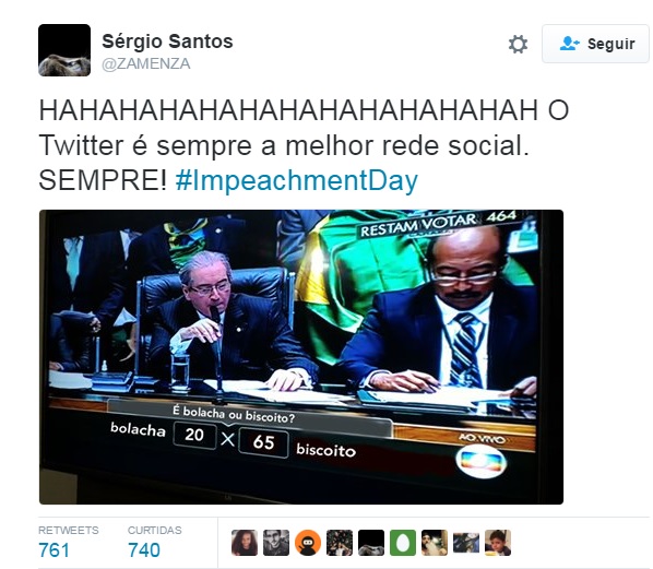 A internet foi abaixo durante a votação pela abertura do processo de impeachment contra a presidente Dilma Rousseff. 