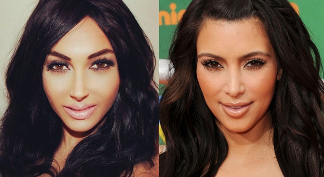 A britânica Claire Leeson gastou quase 20 mil libras (R$ 97,5 mil) em cirurgias plásticas para ter o rosto de Kim Kardashian. Além disso, ela usa mega-hair e também calças com enchimento em silicone para imitar o bumbum avantajado da socialite