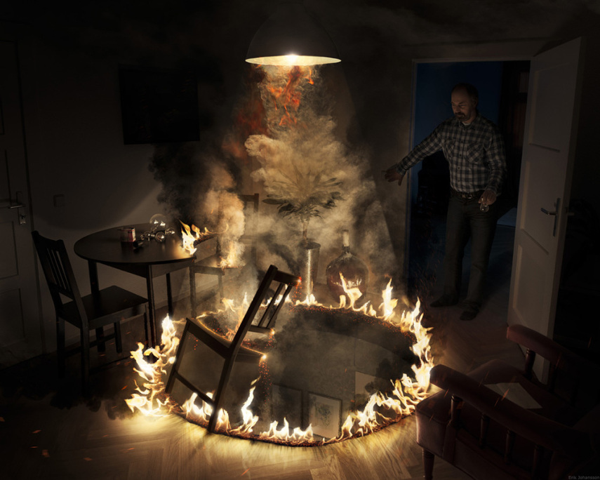 Erik Johansson mistura elementos do cotidiano, pessoas e paisagens para criar imagens surreais