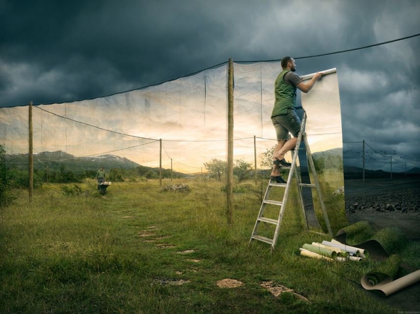 Erik Johansson mistura elementos do cotidiano, pessoas e paisagens para criar imagens surreais