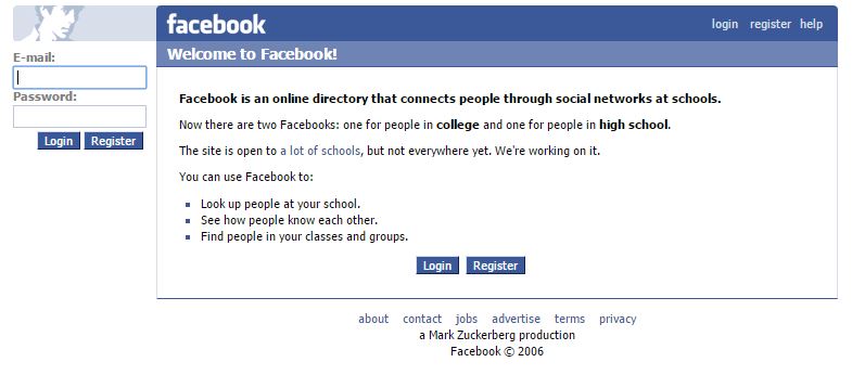 Há uma década o Facebook tinha essa cara. Abril de 2006, mais para ser mais exato