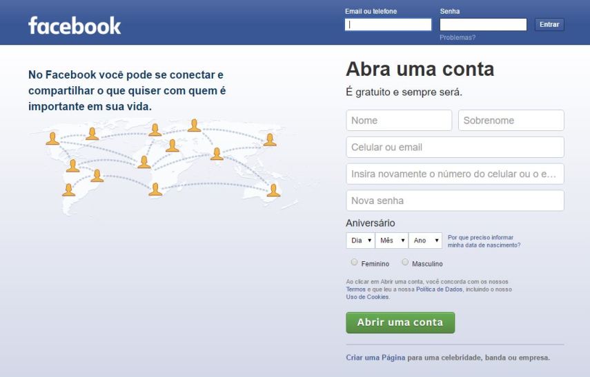 Facebook em abril de 2016: 