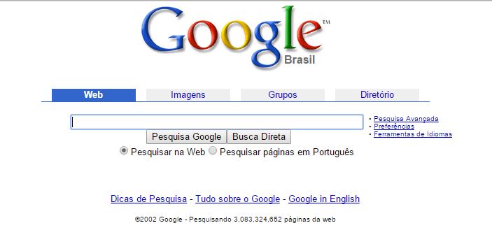 O Google em abril de 2002