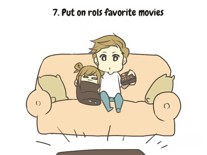 7 - Vamos ver um filminho? Coloque pra passar os filmes favoritos do seu amigo, de preferência aqueles mais felizes, é claro