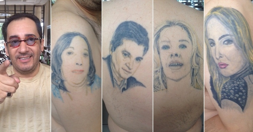 Essas são todas as tatuagens do jornalista Jorge Kajuru... a que está mais à esquerda é a mãe dele