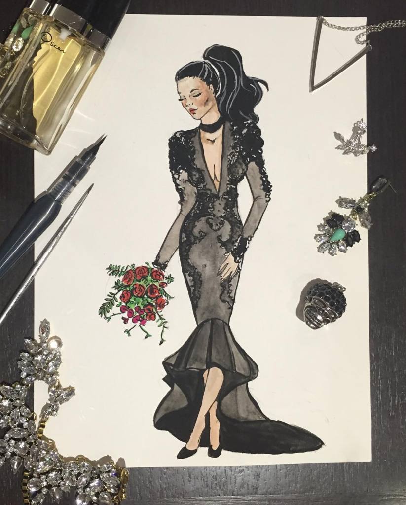 Australiana casou com vestido preto sob medida: 