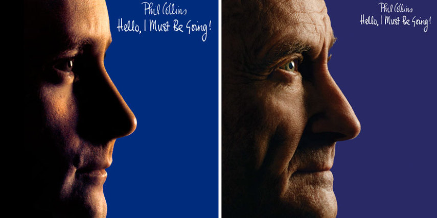 Phil Collins antes e depois nas capas de seus discos