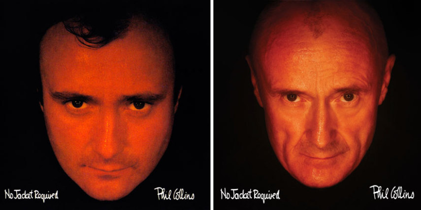 Phil Collins antes e depois nas capas de seus discos