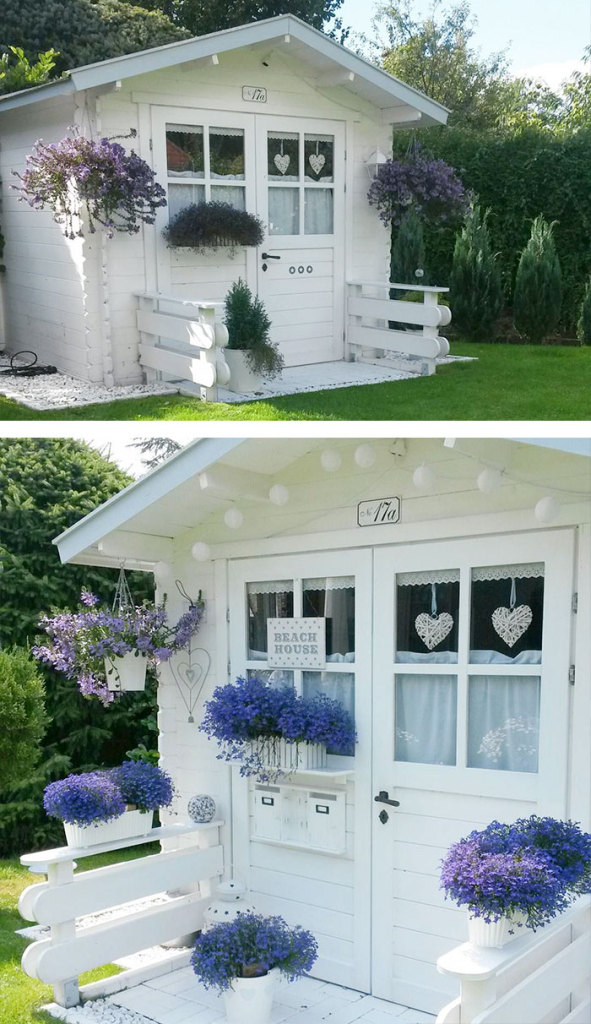 Os she-sheds (minacabanas decoradas com requinte) servem para curtir uma moleza, tomar um chá, jogar conversa fora, ler um livro...