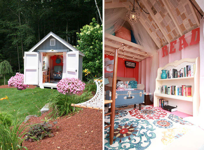 Os she-sheds (minacabanas decoradas com requinte) servem para curtir uma moleza, tomar um chá, jogar conversa fora, ler um livro...