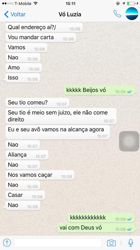Marlon Corrente publicou no Facebook conversa com a avó e é a coisa mais fofa e engraçada do ano!