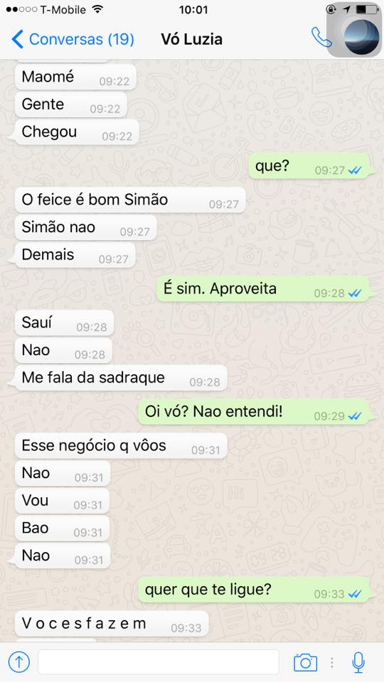 Marlon Corrente publicou no Facebook conversa com a avó e é a coisa mais fofa e engraçada do ano!