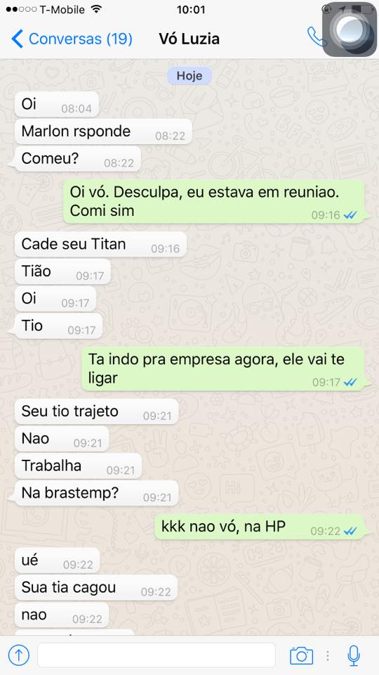 Marlon Corrente publicou no Facebook conversa com a avó e é a coisa mais fofa e engraçada do ano!