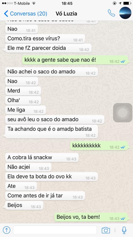 Marlon Corrente publicou no Facebook conversa com a avó e é a coisa mais fofa e engraçada do ano!
