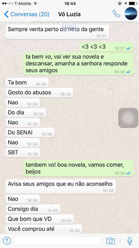Marlon Corrente publicou no Facebook conversa com a avó e é a coisa mais fofa e engraçada do ano!