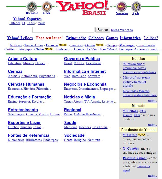 Yahoo em maio de 2000