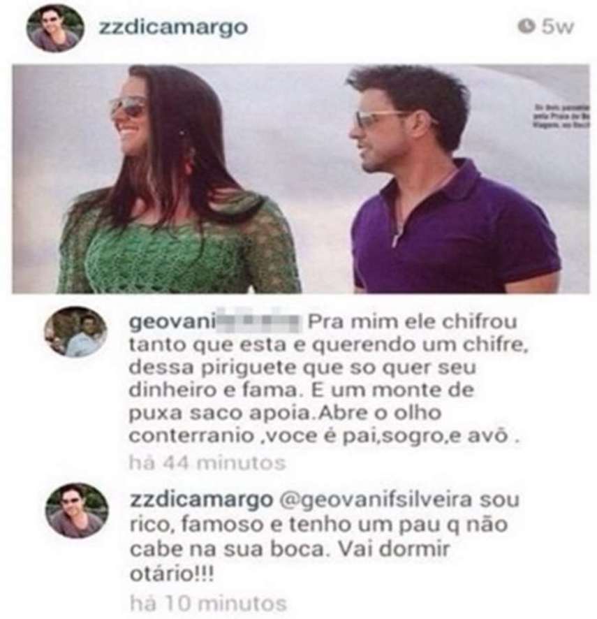Nos últimos anos, as redes sociais interromperam a distância que separava fãs e ídolos. Hoje, muitos artistas adoram o fato de poderem conversar com o público abertamente, mas nem sempre o bate papo é agradável. Isso porque tem seguidor que adora ofender ou dar pitaco na vida das celebridades, só que quando esse pessoal dá palpite em perfil de famoso com personalidade forte, o resultado disso é bafão! 