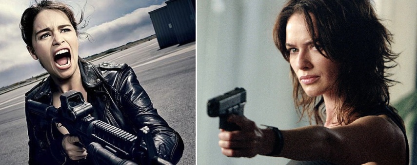 Emilia Clarke e Lena Headey interpretaram Sarah Connor. Clarke estava no filme Terminator: Genisys e Headey em Terminator: The Sarah Connor Chronicles.