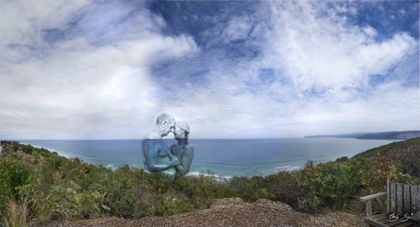 Artista 'camufla' modelos em meio a paisagem
