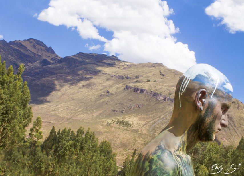Artista 'camufla' modelos em meio a paisagem