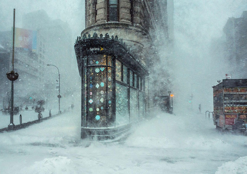 1) Nevoeiro e o Flatiron Building, em Nova York, nos Estados Unidos