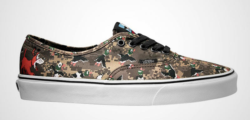 Mario, Link de Zelda, Donkey Kong e outros personagens podem ir para nos seus pé em breve. A Nintendo e a Vans firmaram uma parceria para produzir uma linha de tênis com temática nos games da fabricante japonesa. A época que inspirou os modelos é justamente a era dos games de 8-bit, o auge do Nintendo, que também empresta os seus controles como estampa para um modelo de cano alto.  De acordo com o site Sole Collector, is imagens não representam toda a coleção, que provavelmente será lançada em junho.