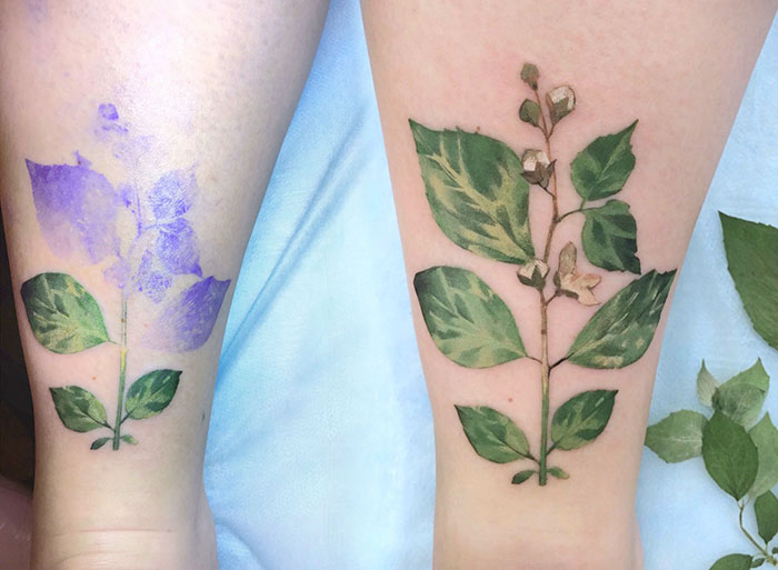 Tatuagens botânicas realistas