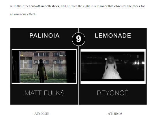 Matthew Fulks alega que Beyoncé teria copiado as ideias para o trailer de Lemonade de um curta que ele fez, chamado Palinoia